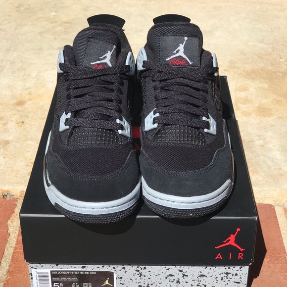 Air Jordan Retro 4 Black Canvas “Steel” GS Size 4.5Y/ 6W - Picture 11 of 16
